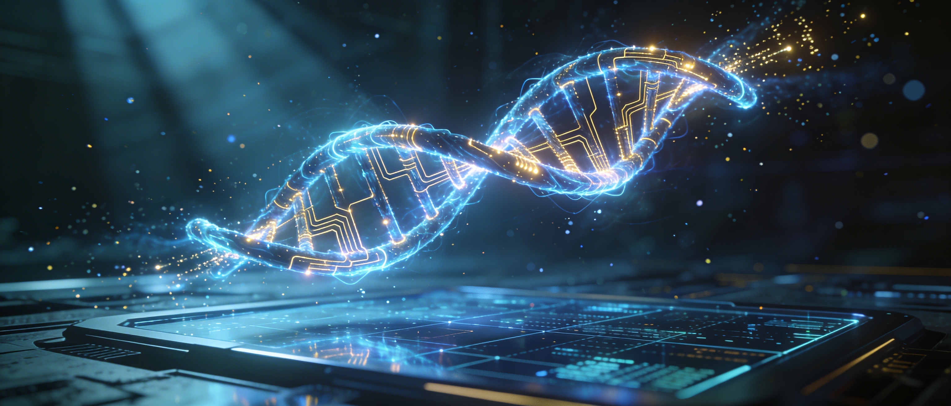 DNA digital com luz âmbar